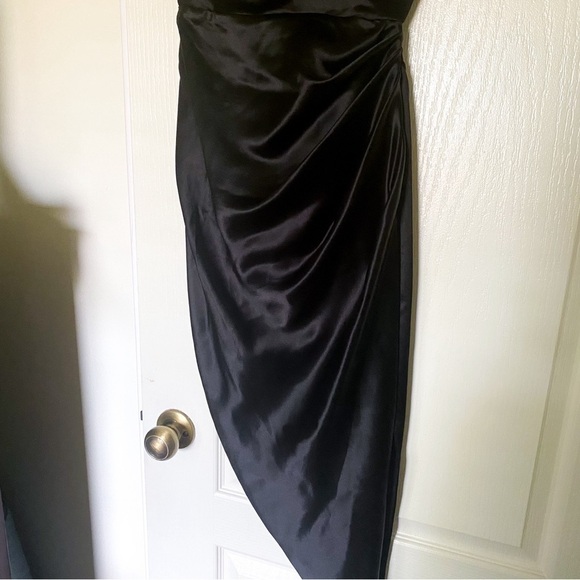 House Of CB Dress Reva Satin Balcony Corset Boned Slit Midi Black XS EUC - Picture 3 of 12